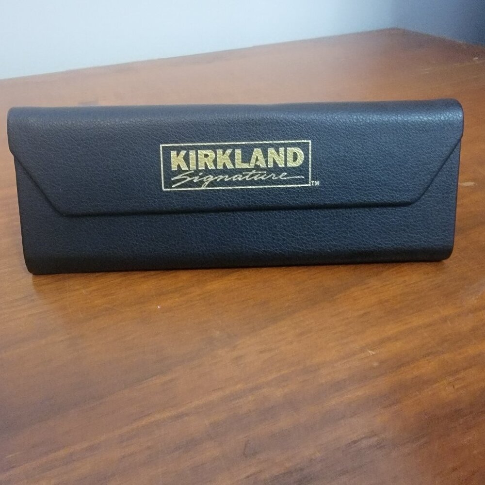 Kirkland Signature Eyeglasses Case Semi Hard Shell Collapsible Leather Triangle